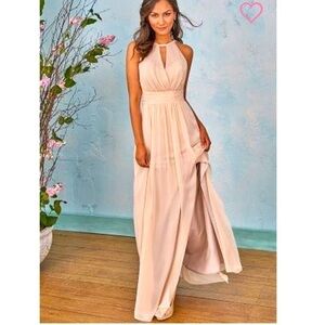 NWT LOYELOY Keyhole Mermaid Bridesmaid Dresses Pleat size S Beige color